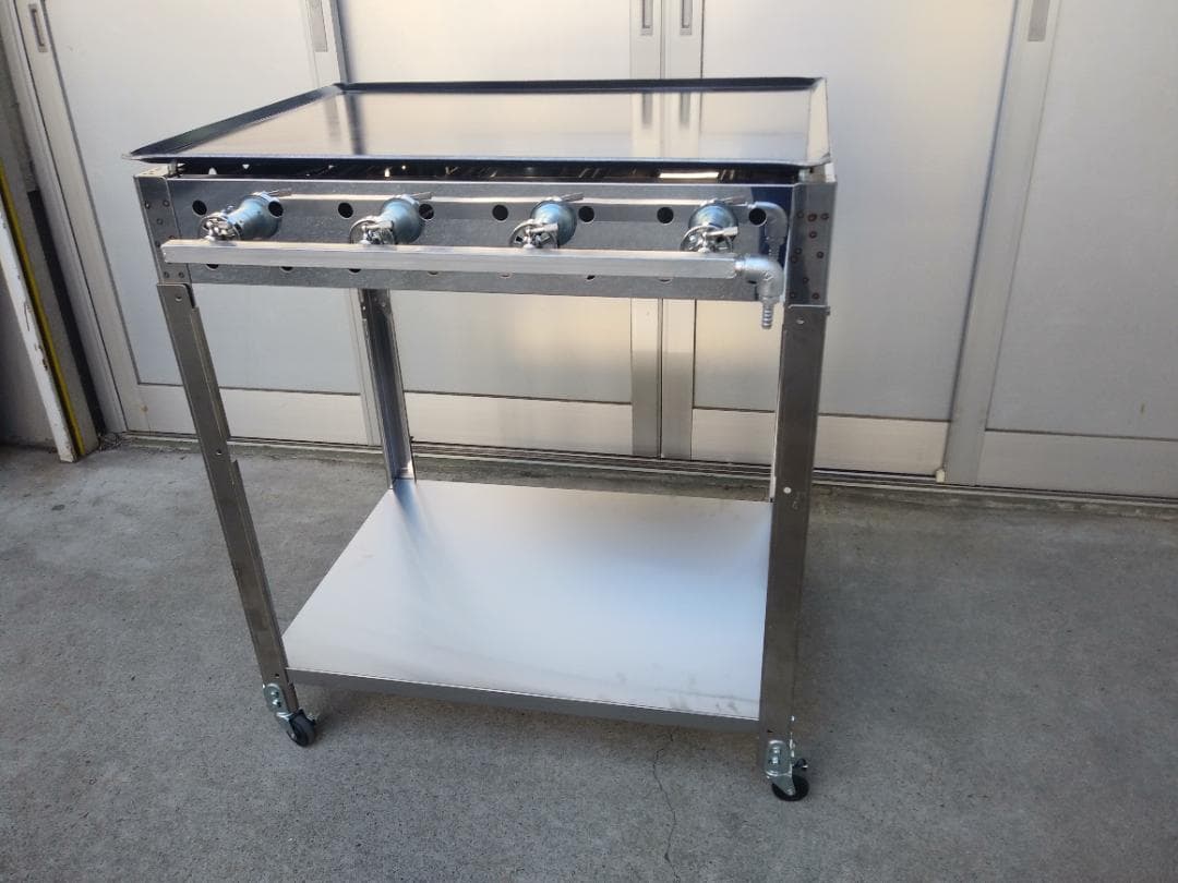 屋外販売に　デモキッチン　７５０幅　専用台キャスター付　模擬店　LPGガスグリル