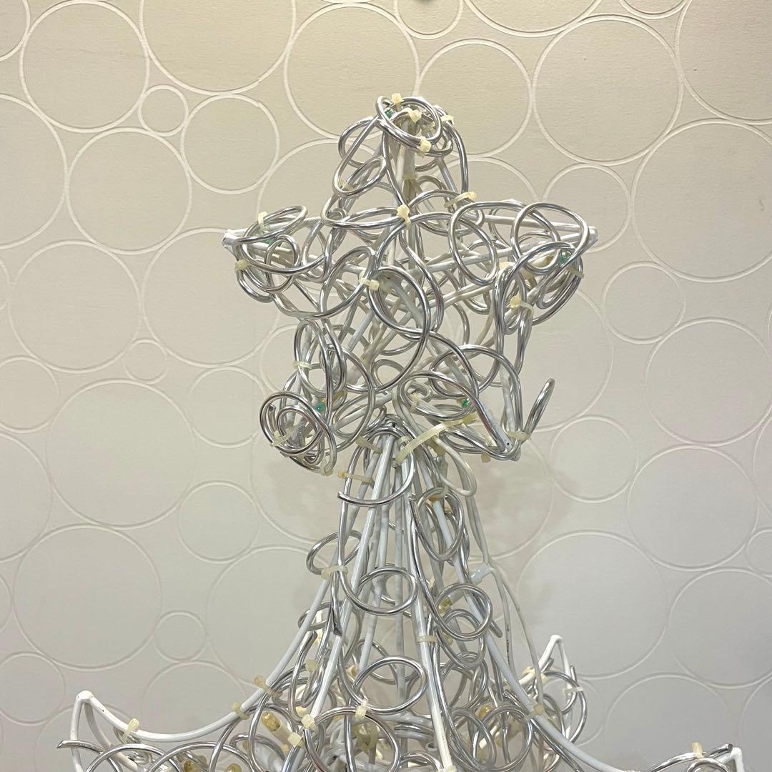 ワイヤークリスマスツリー LEDライト付電飾付き イルミネーション 屋外兼用