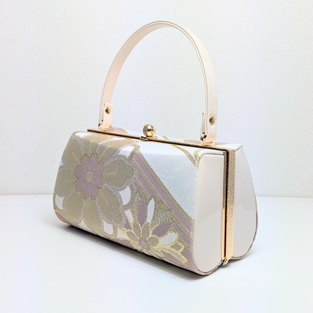 和装 草履 バッグ セット 帯地 ベージュ ピンク フリーサイズ u94-2