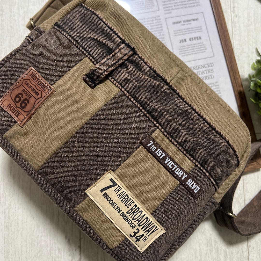 じいちゃん　ショルダーバッグ　デニムリメイク　ハンドメイド