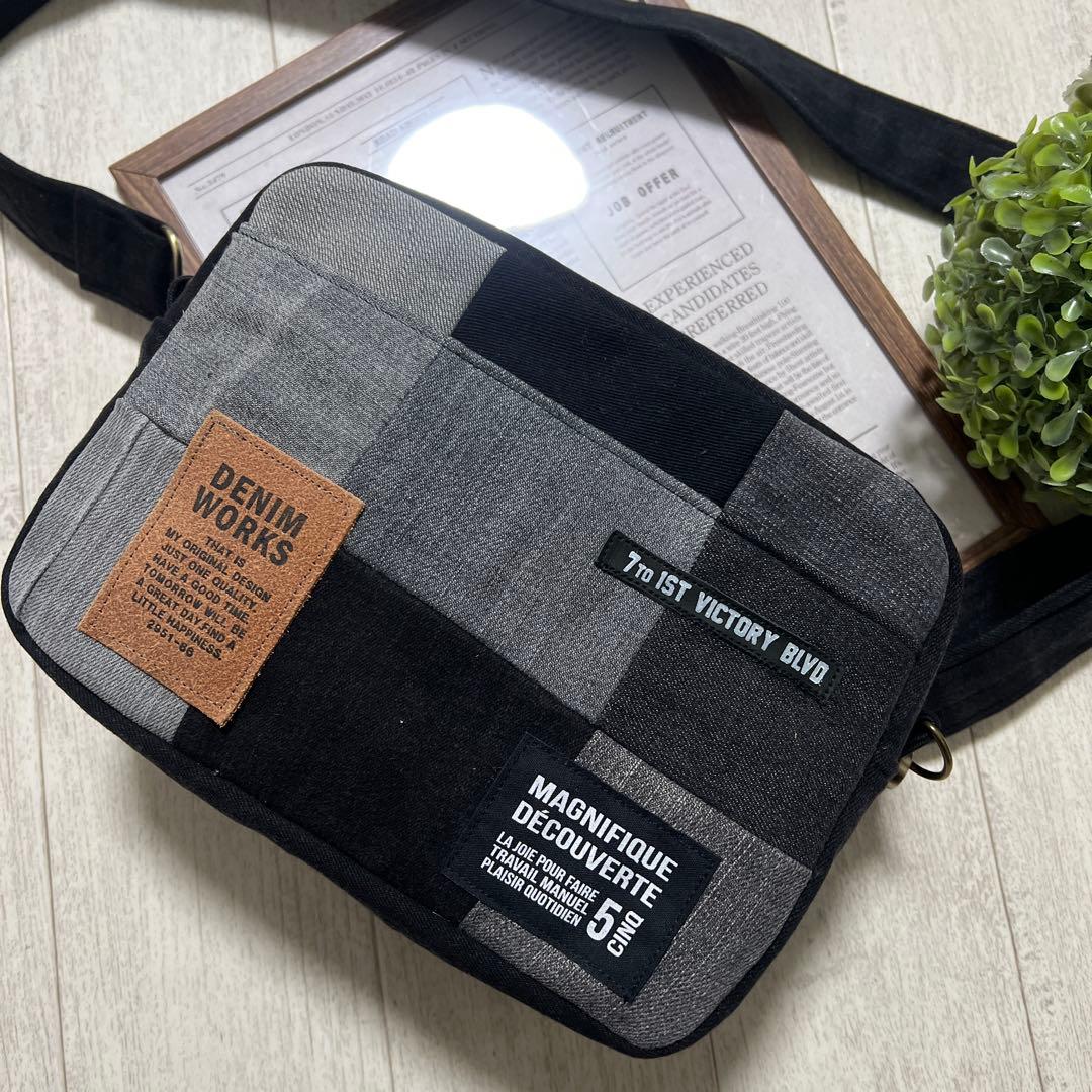 じいちゃん　ショルダーバッグ　デニムリメイク　ハンドメイド