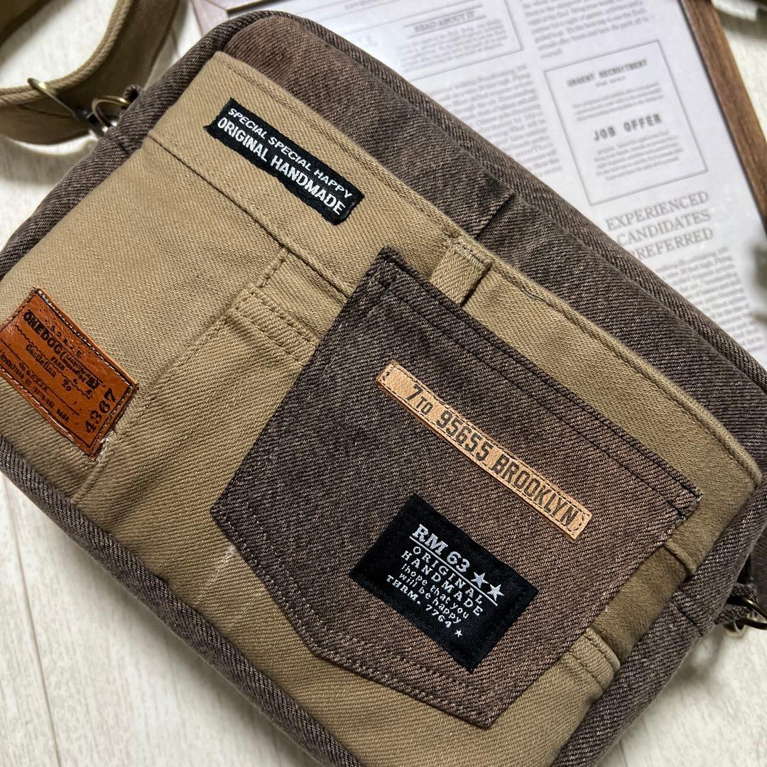 じいちゃん　ショルダーバッグ　デニムリメイク　ハンドメイド