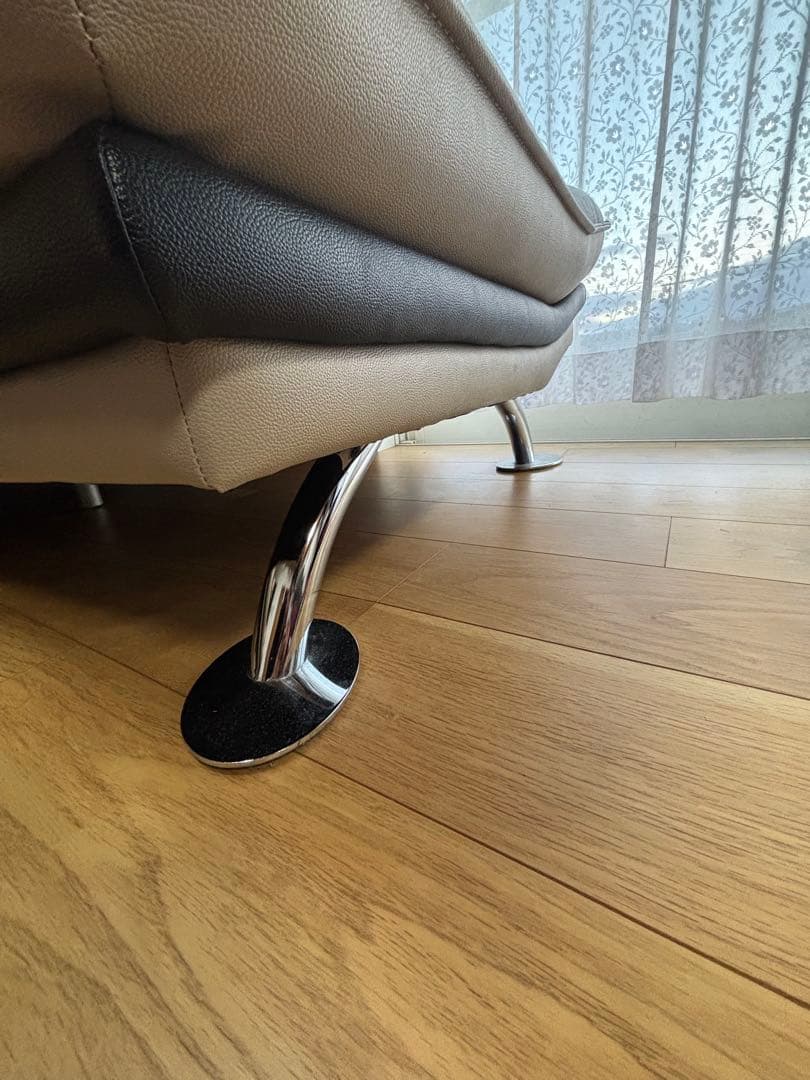 ニトリ 本革ソファ(ロゾ4) 左カウチ　※付属クッションあり