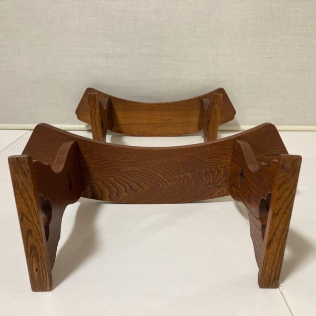 脇息 肘掛け 肘掛け 木製 透かし 2点 和風 家具 インテリア レトロ