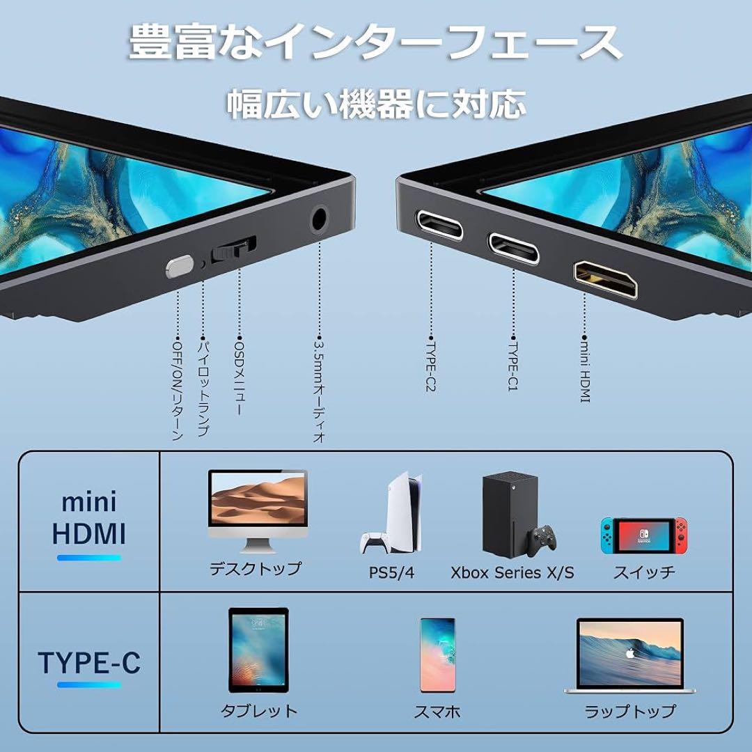 モバイルモニター 15.6インチ モバイルディスプレイ ポータブル　タイプC