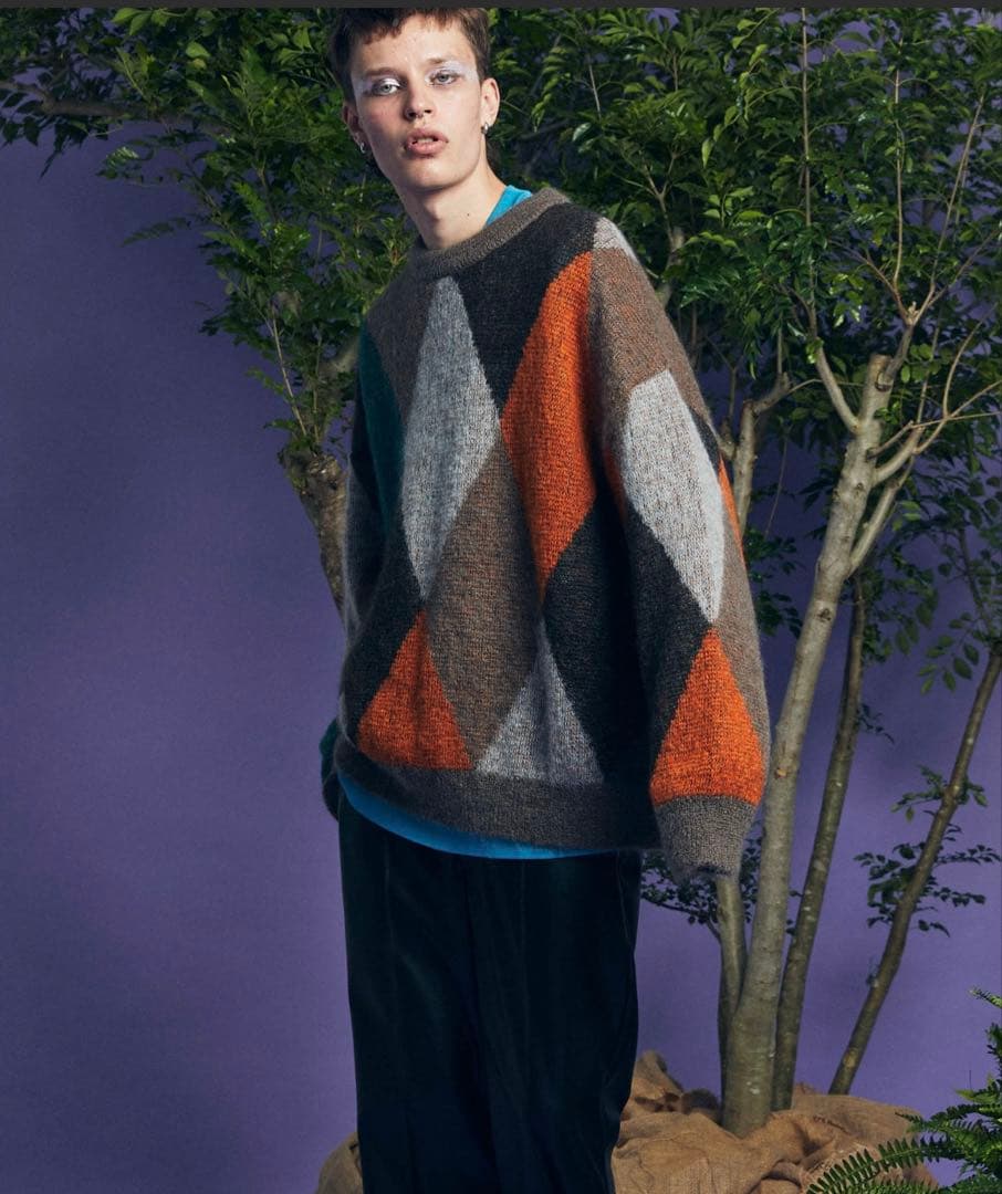 MAISON SPECIAL アーガイルプライムオーバーモヘヤニット