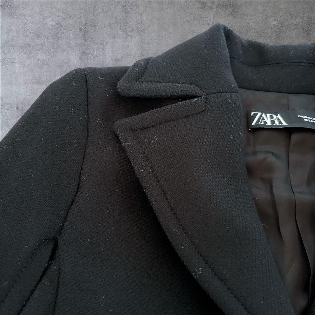 【ザラ】ケープコート　ポンチョ　金ボタン　マンテコ　ウール　完売品　黒　S〜M