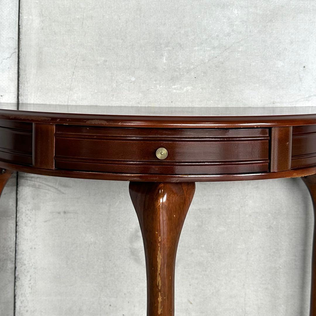 ✦90年代✦ 日本製 コンソールテーブル 猫脚 半円 引き出し付 昭和レトロ