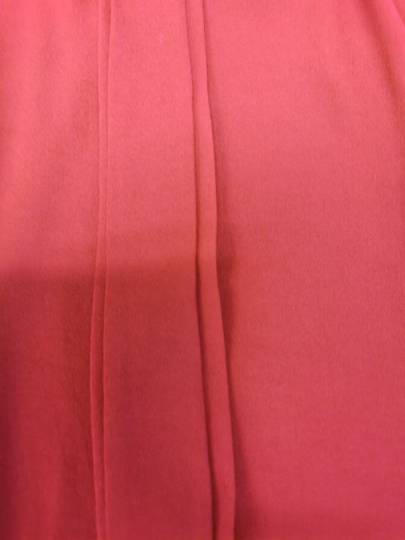 赤い長袖ブラウス バックプリーツデザイン