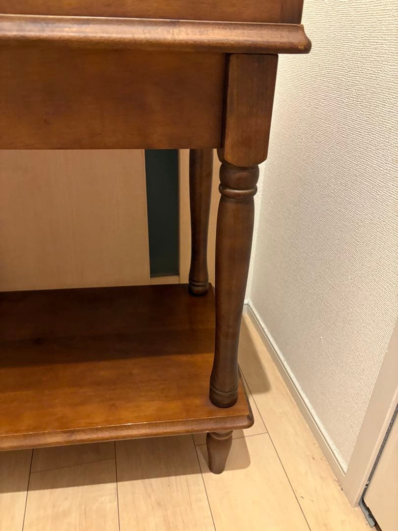 英国アンティーク◾️引き出し付き 飾り棚 ディスプレイ棚 電話台 木製家具