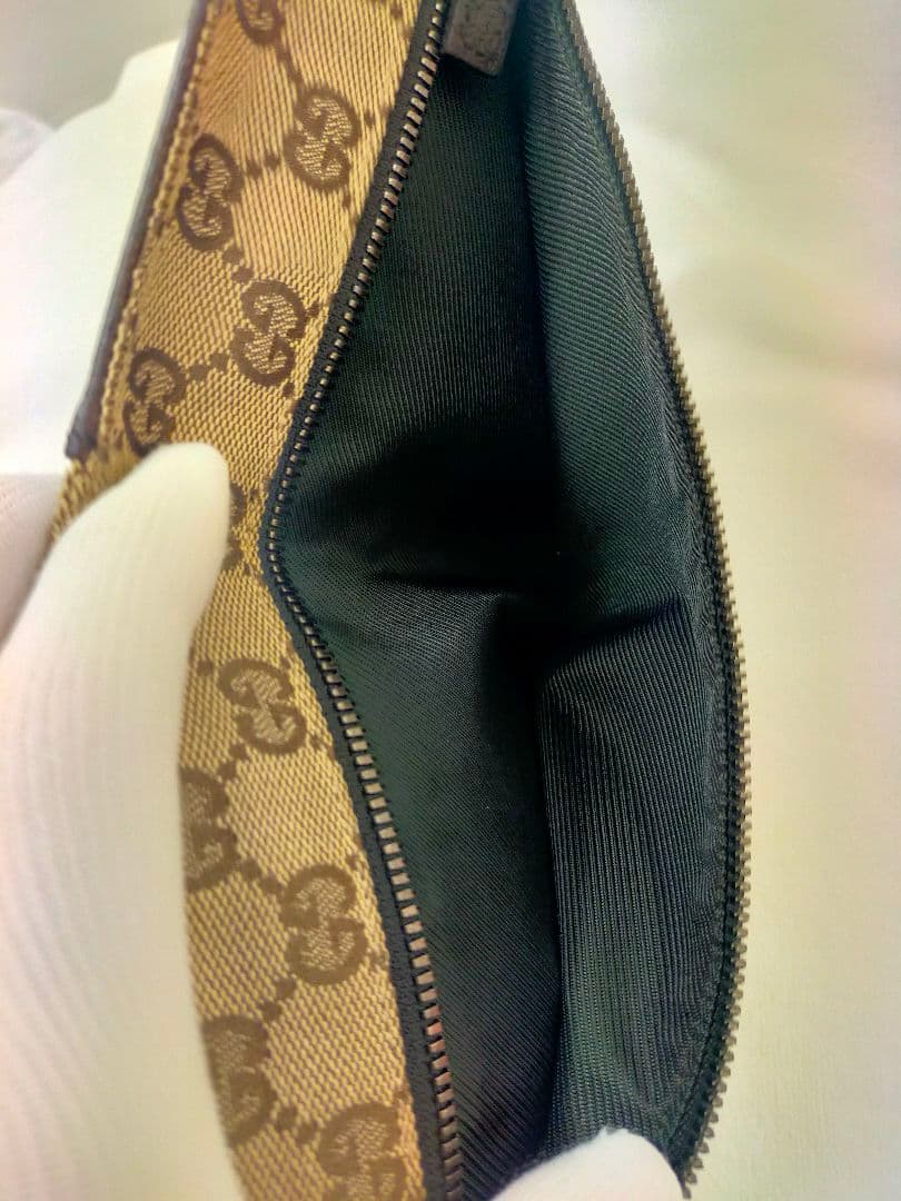 GUCCI グッチ GGキャンバス ボディバッグ レザー ブラウンベージュ