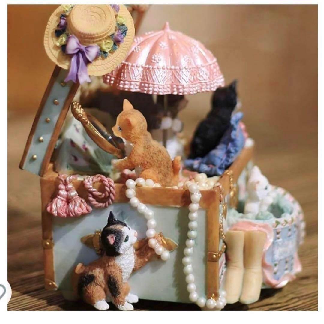 オルゴール 天空の城 樹脂製 猫 インテリア 回転するオルゴール