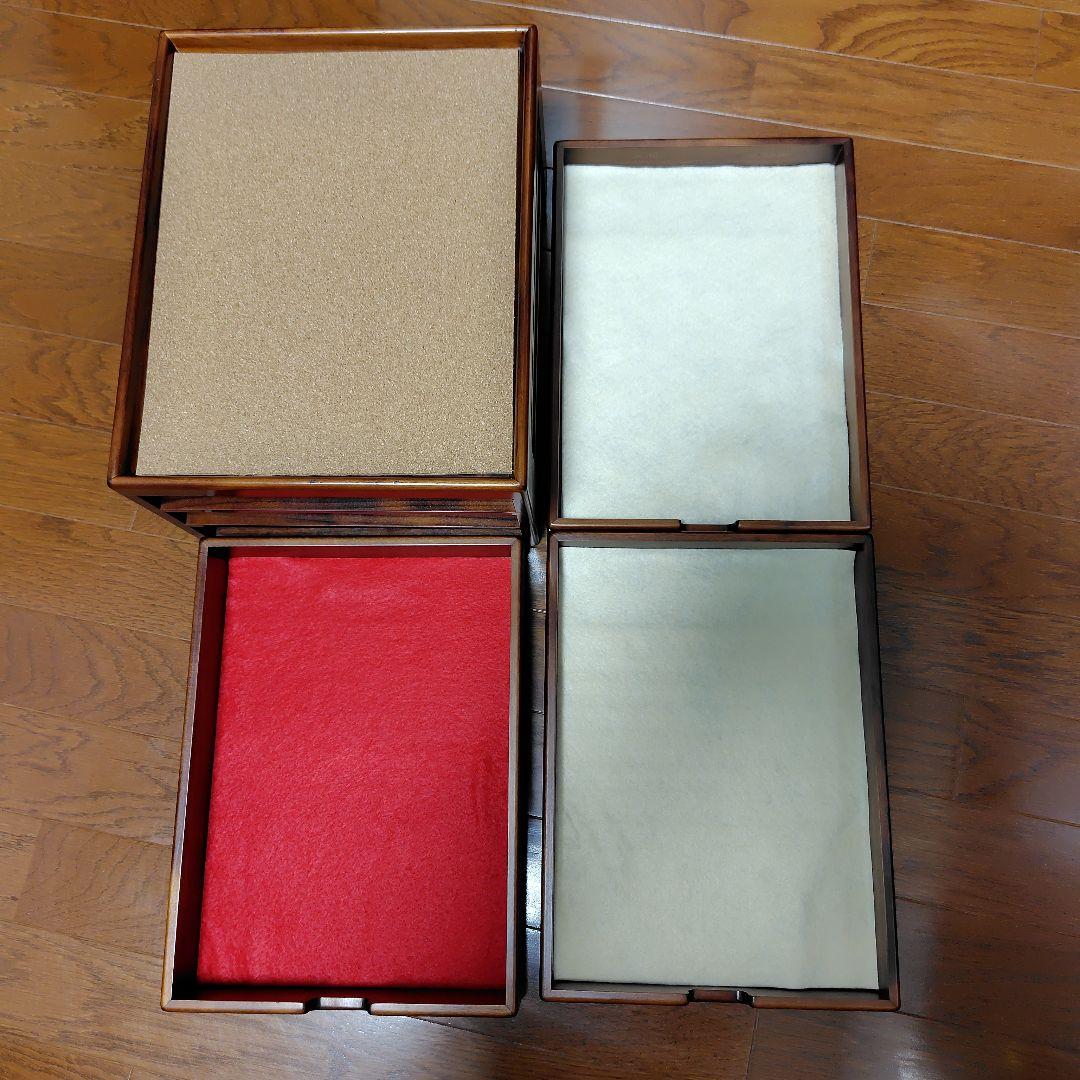 豊岡クラフト A4ドロワーズ3 (美品/レッド加工) 素敵な書類収納、机上整理棚