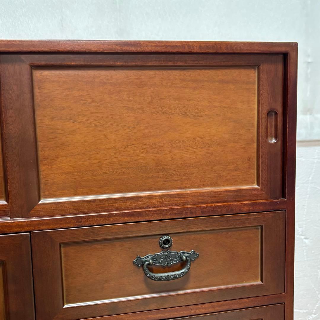 和風　箪笥　昭和レトロ　飾り棚　アンティーク　木製タンス　収納　引き出し