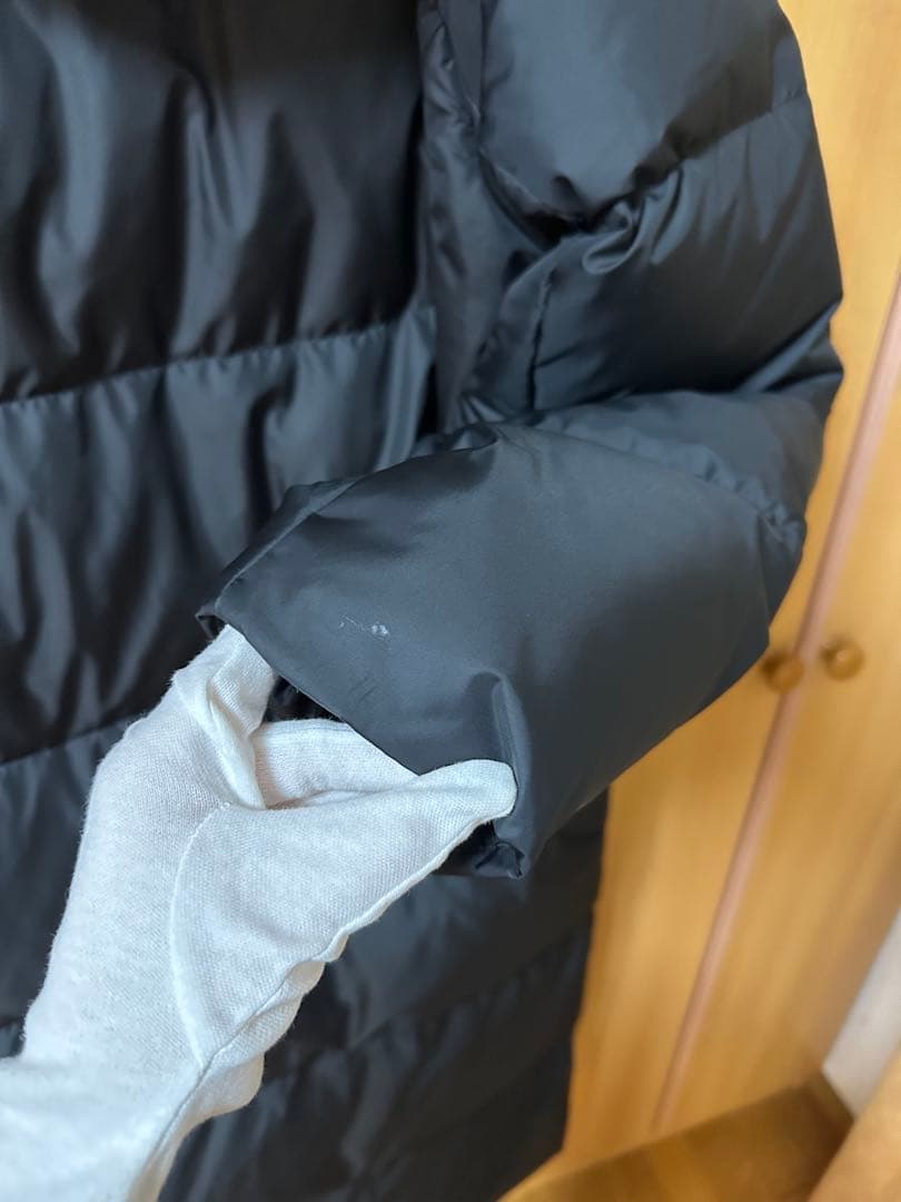 美品 ロング ダウン 黒 ブラック ベンチコート フェザーダウン Mサイズ