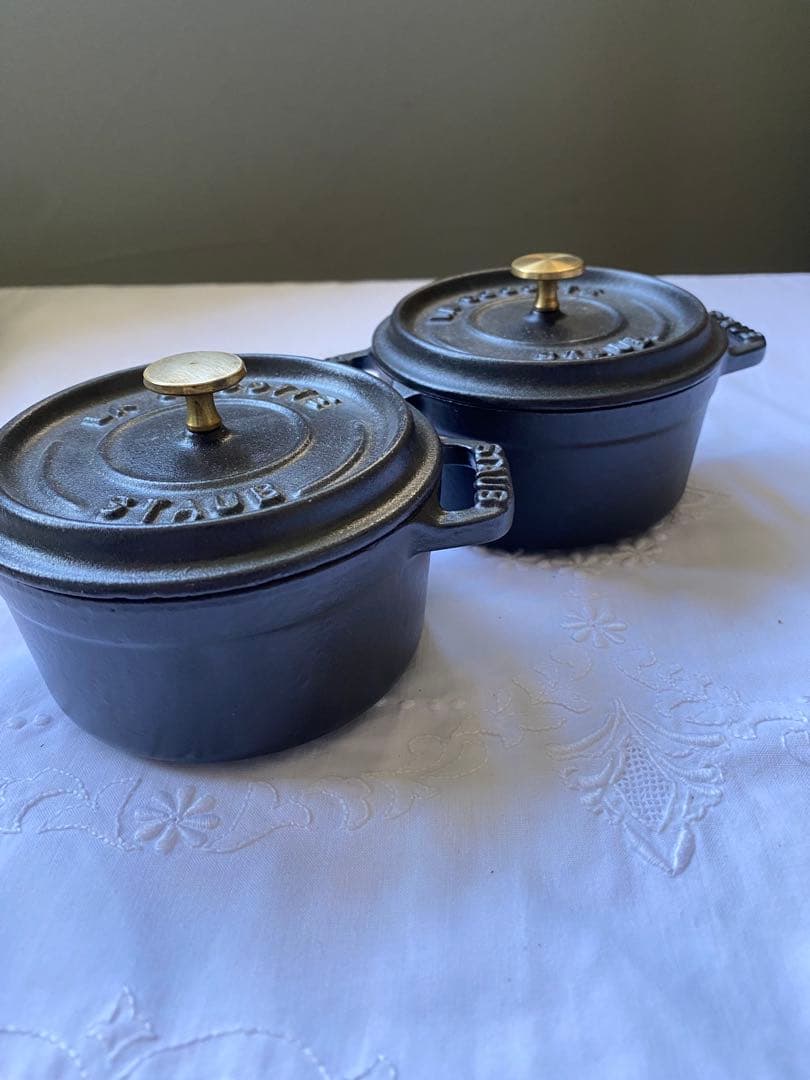 【未使用】ストウブ ピコ・ココット ラウンド 10cm 黒 2個セット