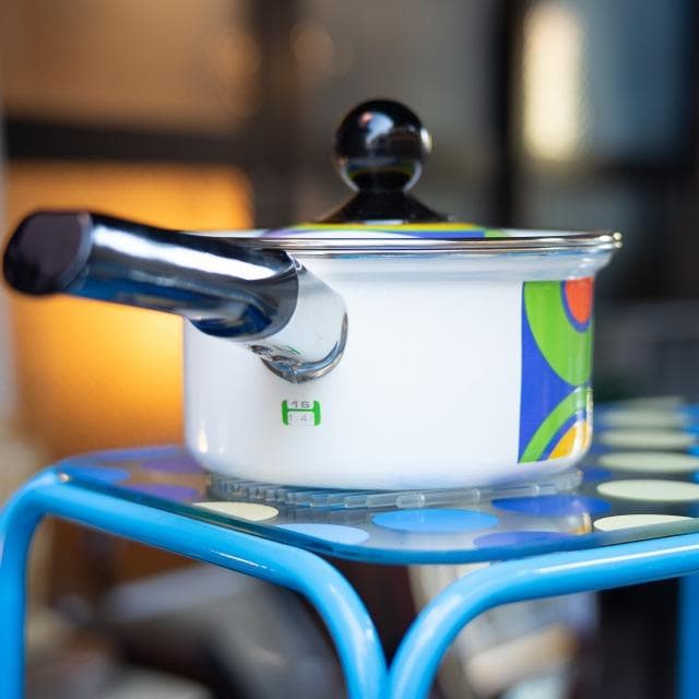 スペースエイジ ホーロー 片手鍋 マルビシ ヴィンテージ