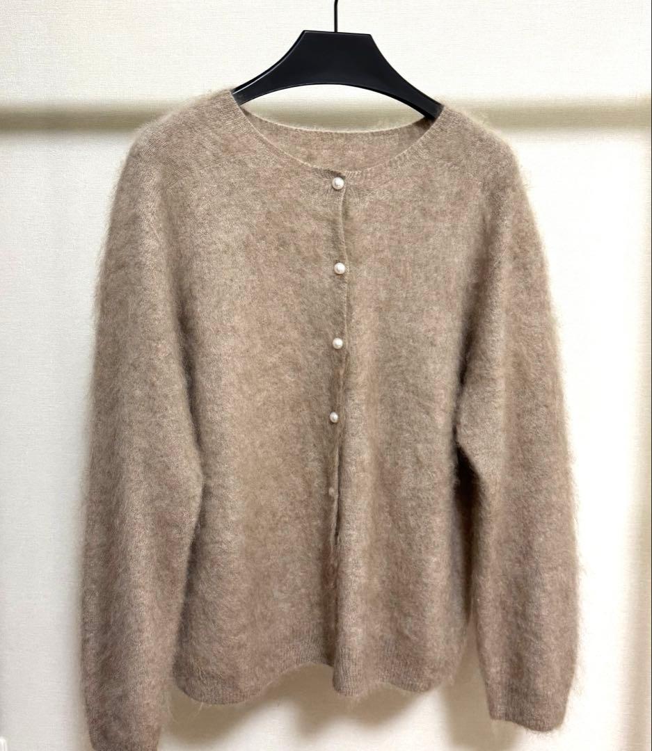 フォックスカシミヤ100％ カーディガン　ミルクティー