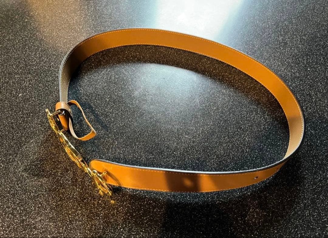 arman　GUCCI ベージュレザー ベルト インターロッキング