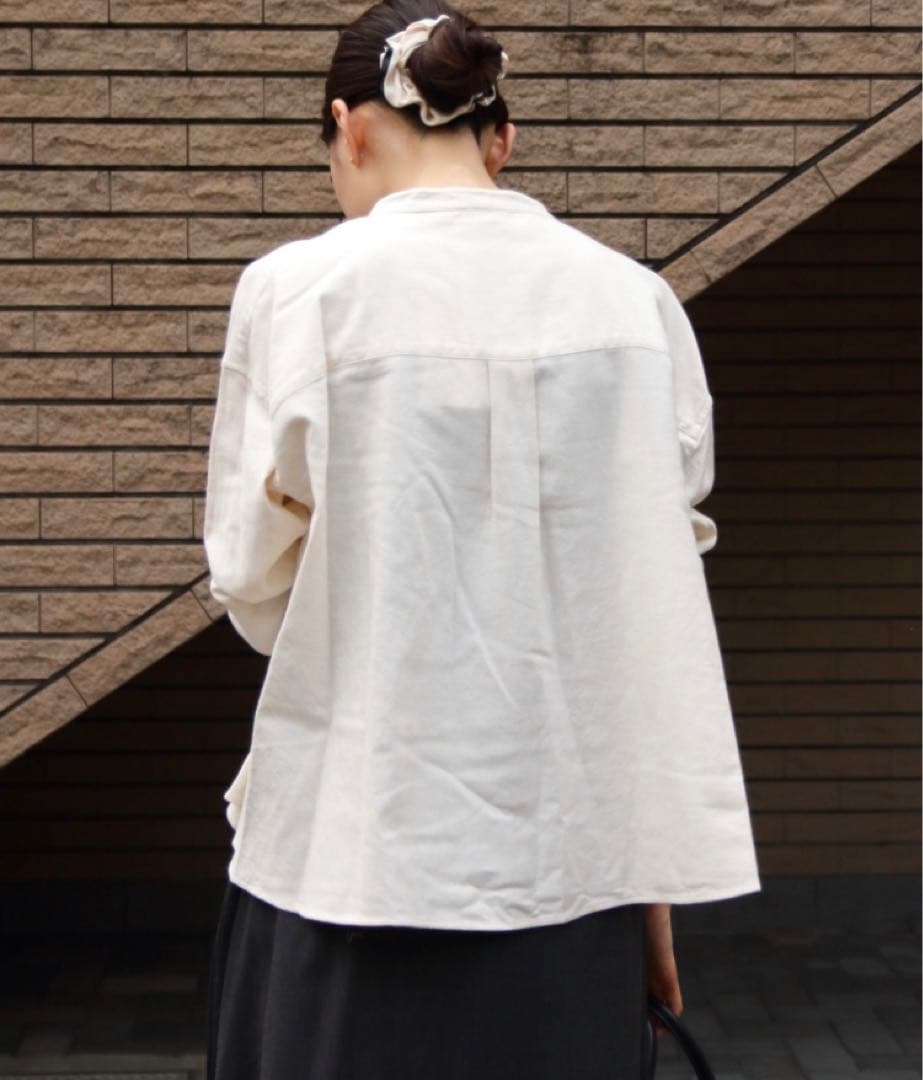 ダントン ヘンリーネックプルオーバーシャツ38アイボリー