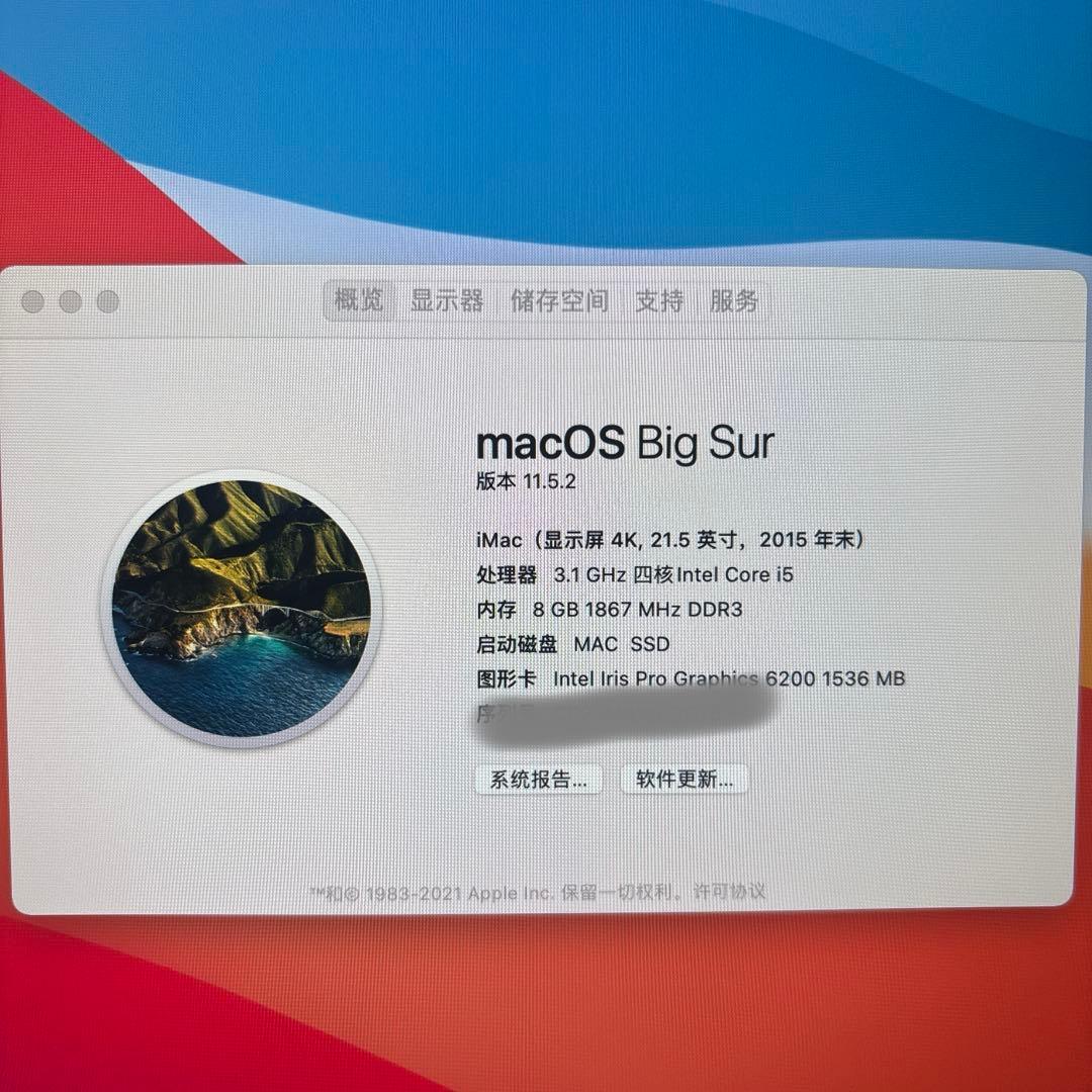 Apple iMac Retina 4K late2015 21.5 SSD付き