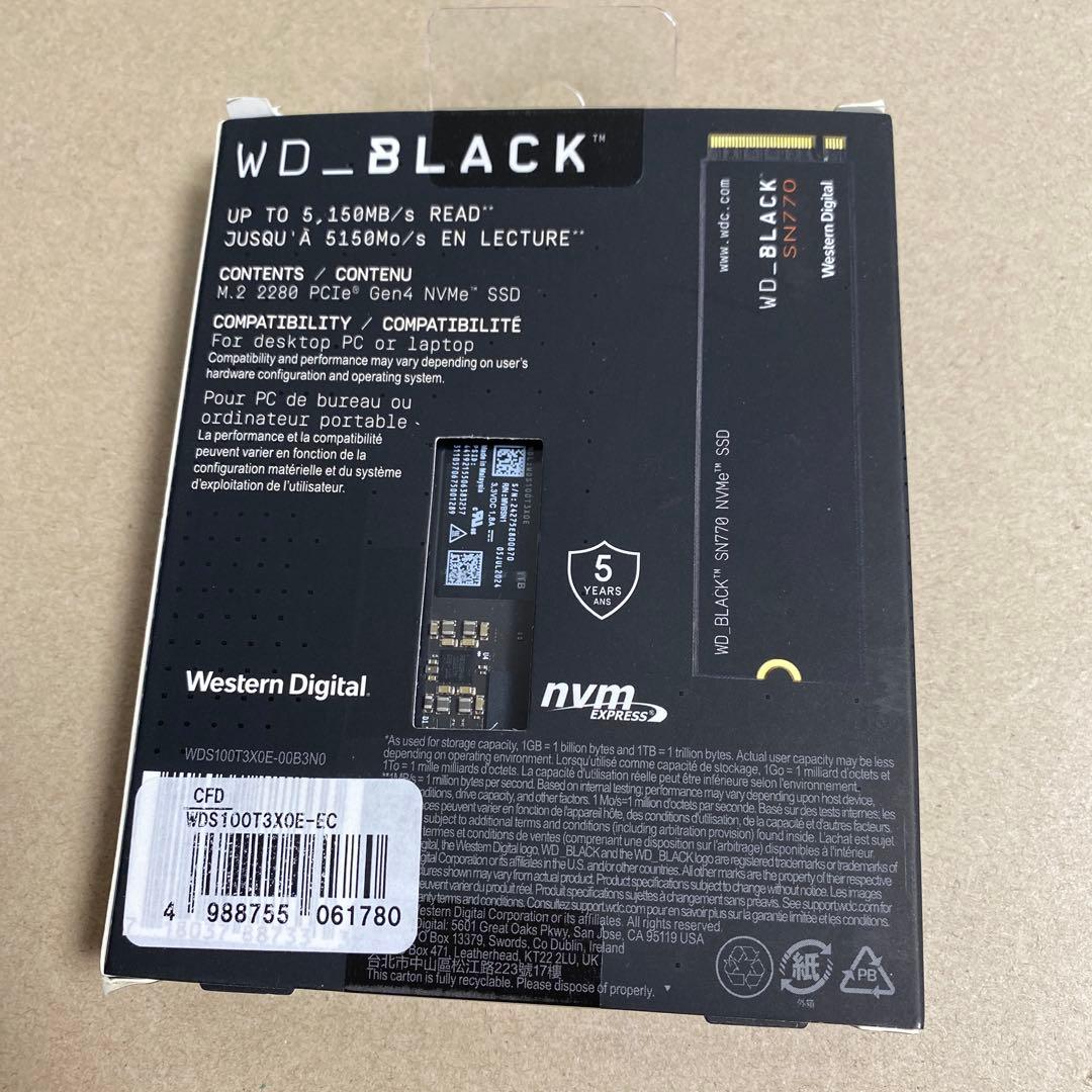 内蔵型SSD WD BLACK SN770 NVMe SSD 1TB