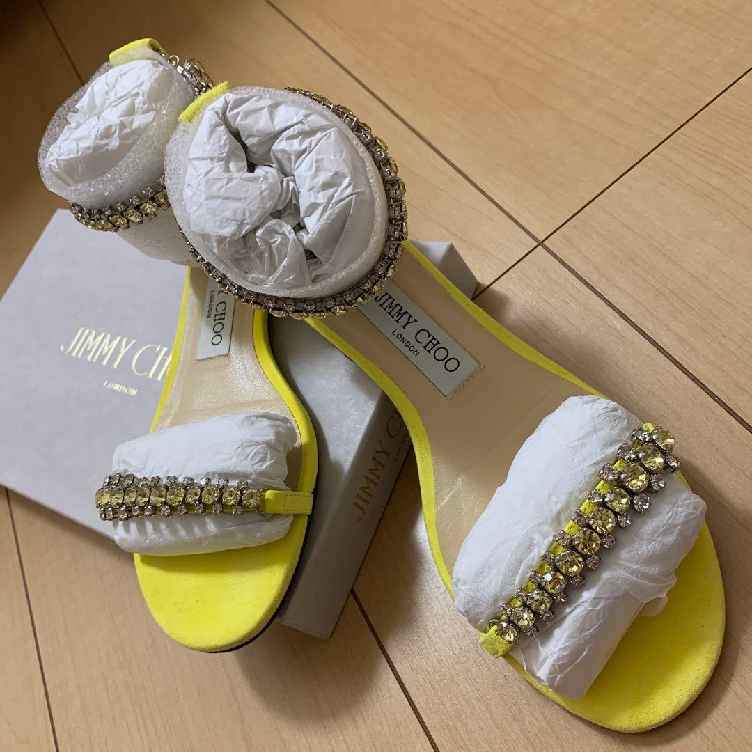 ジミーチュウ サンダル 靴 シューズ スエード イエロー ビジュー