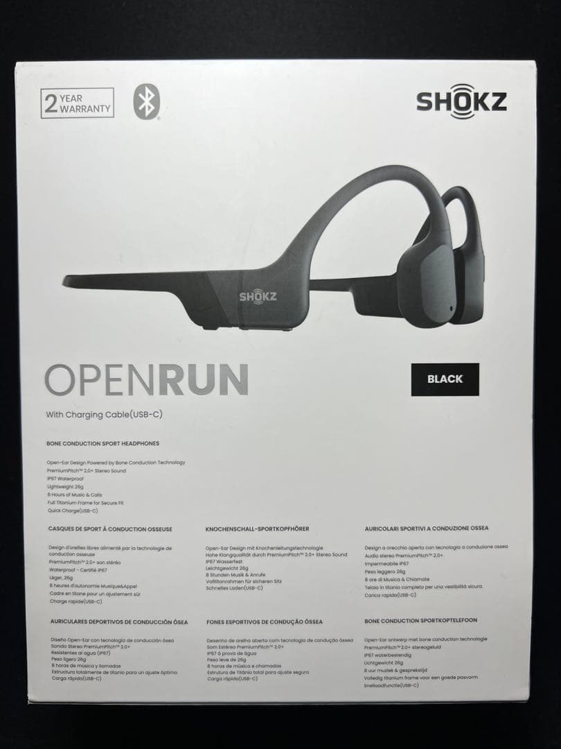 SHOKZ OPENRUN 骨伝導イヤフォン ブラック