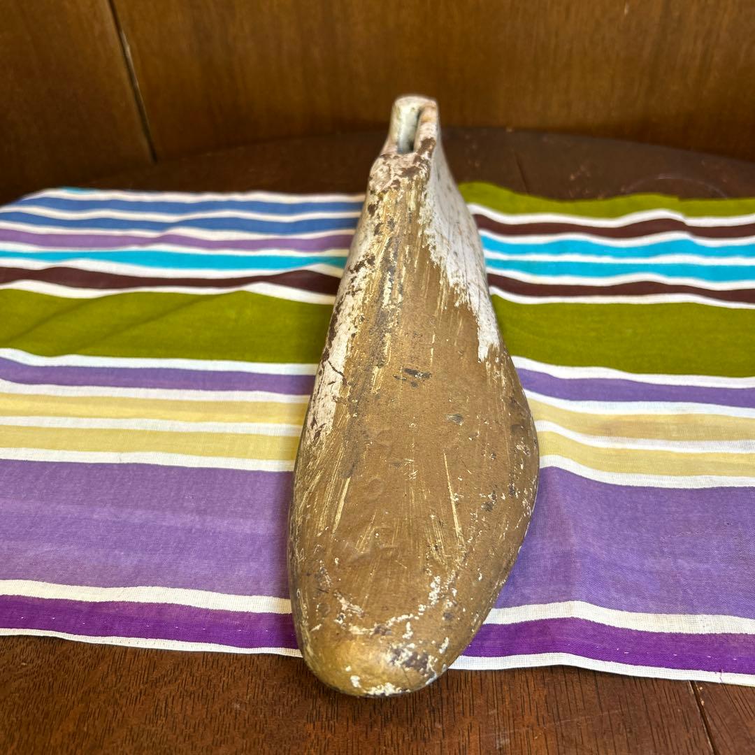 レアフランスアンティーク白のアイアン製/鋳物　靴型ドアストッパー/置物/オブジェ