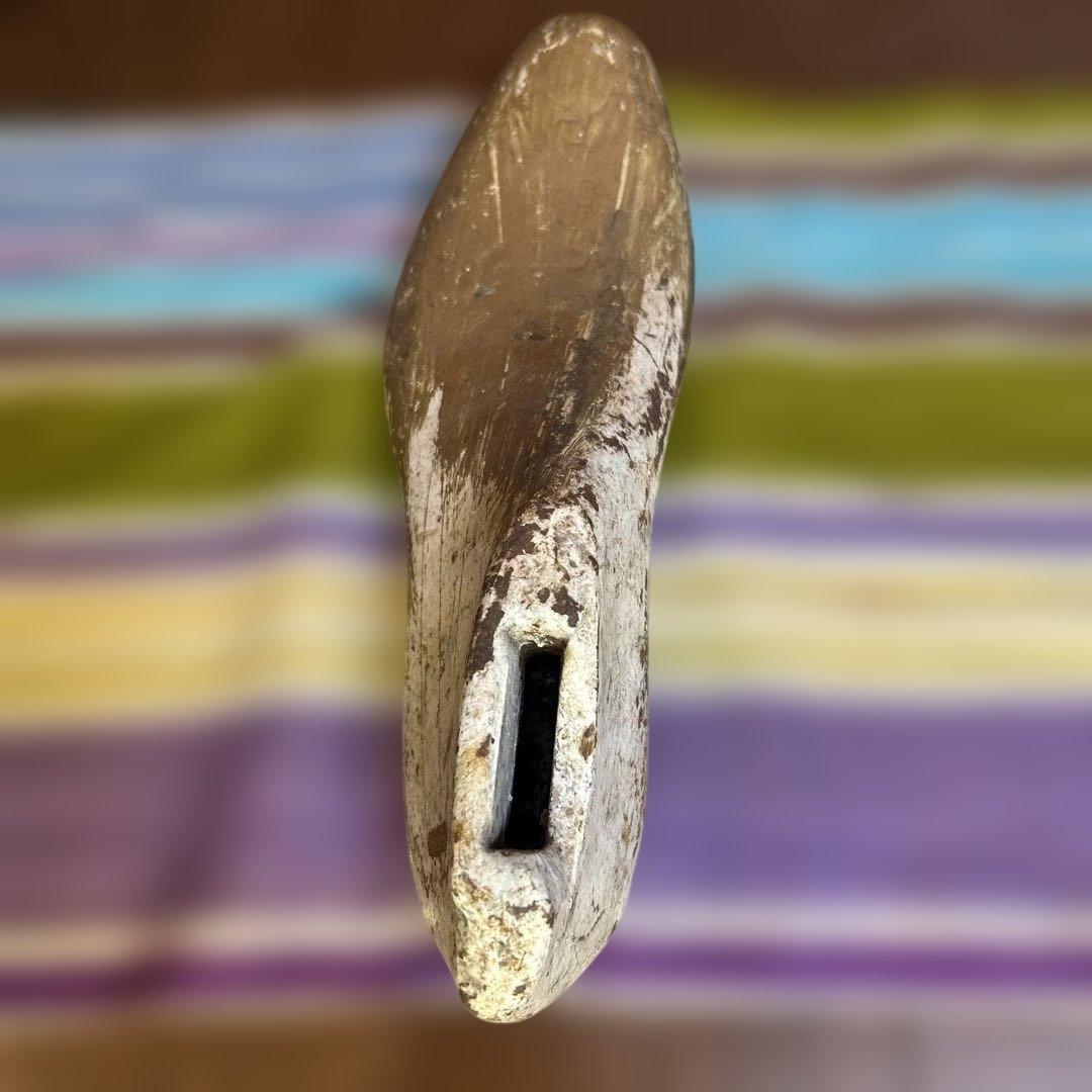 レアフランスアンティーク白のアイアン製/鋳物　靴型ドアストッパー/置物/オブジェ