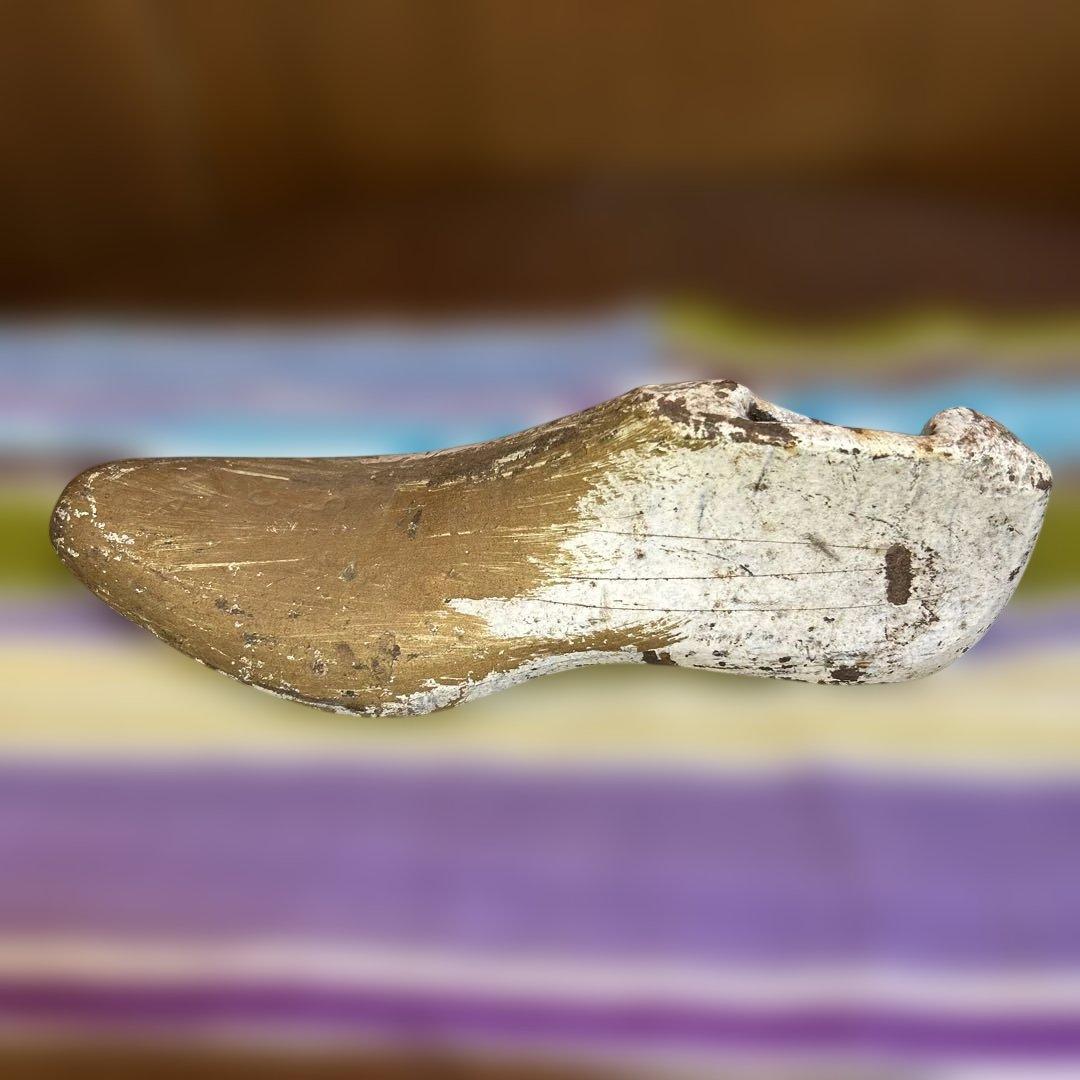 レアフランスアンティーク白のアイアン製/鋳物　靴型ドアストッパー/置物/オブジェ