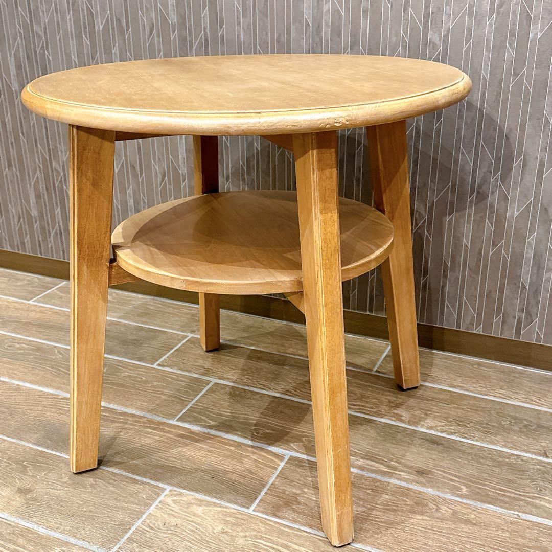 【美品】CRASH GATE 関家具 コボシ サイドテーブル 天然木 丸型