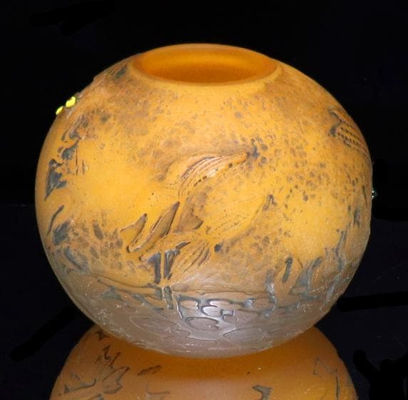 美術館級!! エミール・ガレ 蜻蛉・蛙文 花瓶 善と悪 トンボ カエル 花瓶