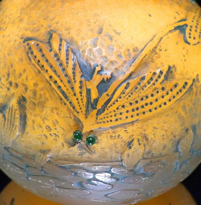 美術館級!! エミール・ガレ 蜻蛉・蛙文 花瓶 善と悪 トンボ カエル 花瓶