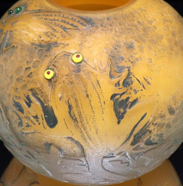 美術館級!! エミール・ガレ 蜻蛉・蛙文 花瓶 善と悪 トンボ カエル 花瓶