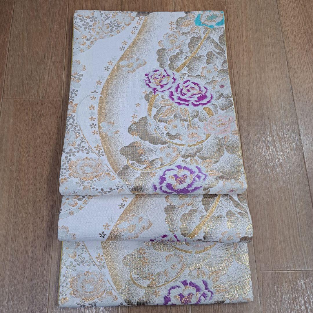 今得な フルセット 正絹白地振袖 白紫グラデーション桜柄 成人式 卒業式に最適