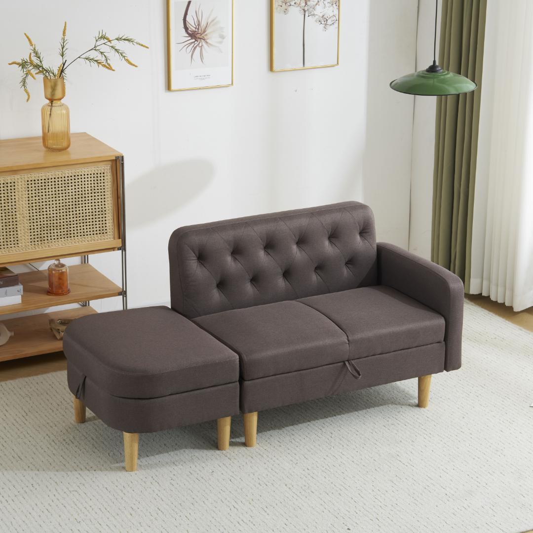 ソファ　 ソファー　カウチソファ　2人掛け オットマン付き　多機能ソファ