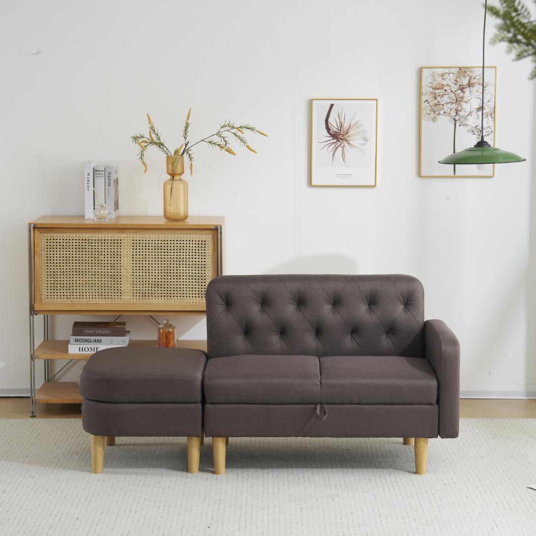 ソファ　 ソファー　カウチソファ　2人掛け オットマン付き　多機能ソファ