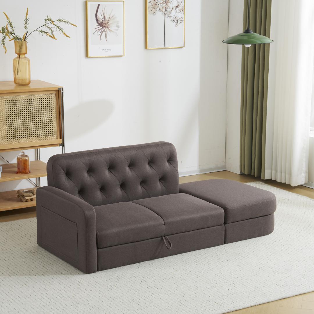 ソファ　 ソファー　カウチソファ　2人掛け オットマン付き　多機能ソファ