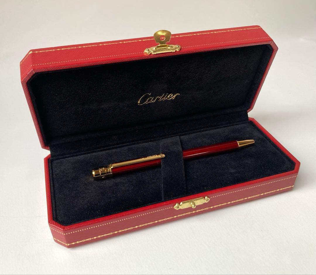 カルティエ　サントスドゥ　ビス　バーガンディ　イエローゴールド　ボールペン