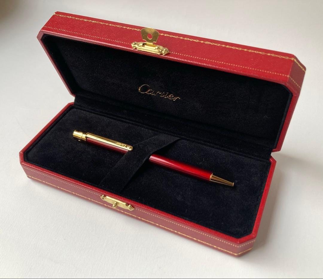 カルティエ　サントスドゥ　ビス　バーガンディ　イエローゴールド　ボールペン