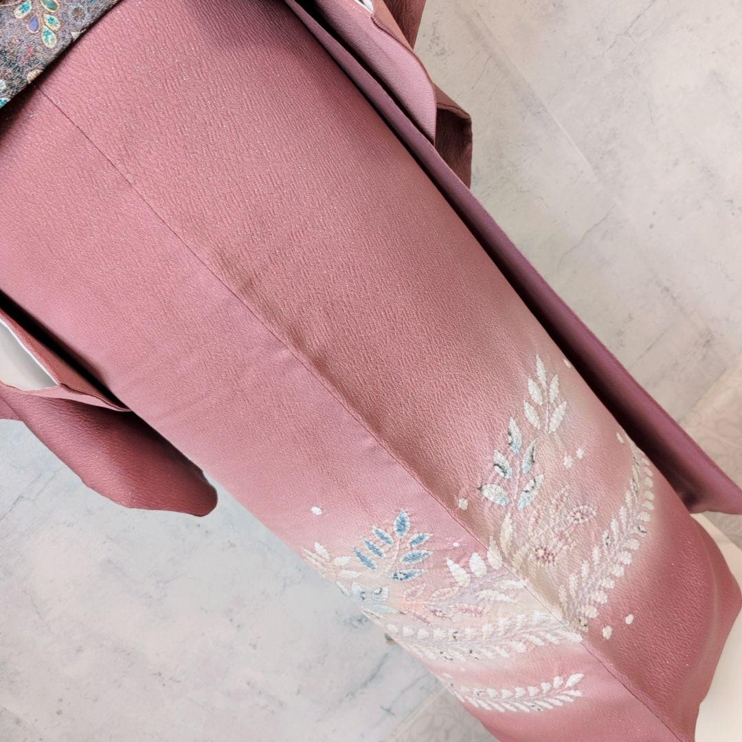 訪問着　フルセット　着物　正絹　辻ヶ花　エンジ 赤　上品な輝き　F9