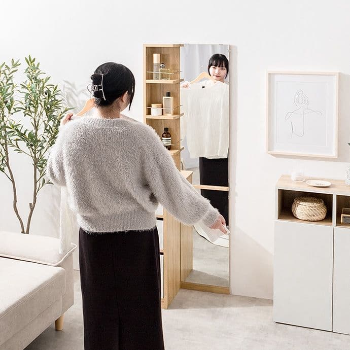 【新品】Elena 収納付姿見ドレッサー