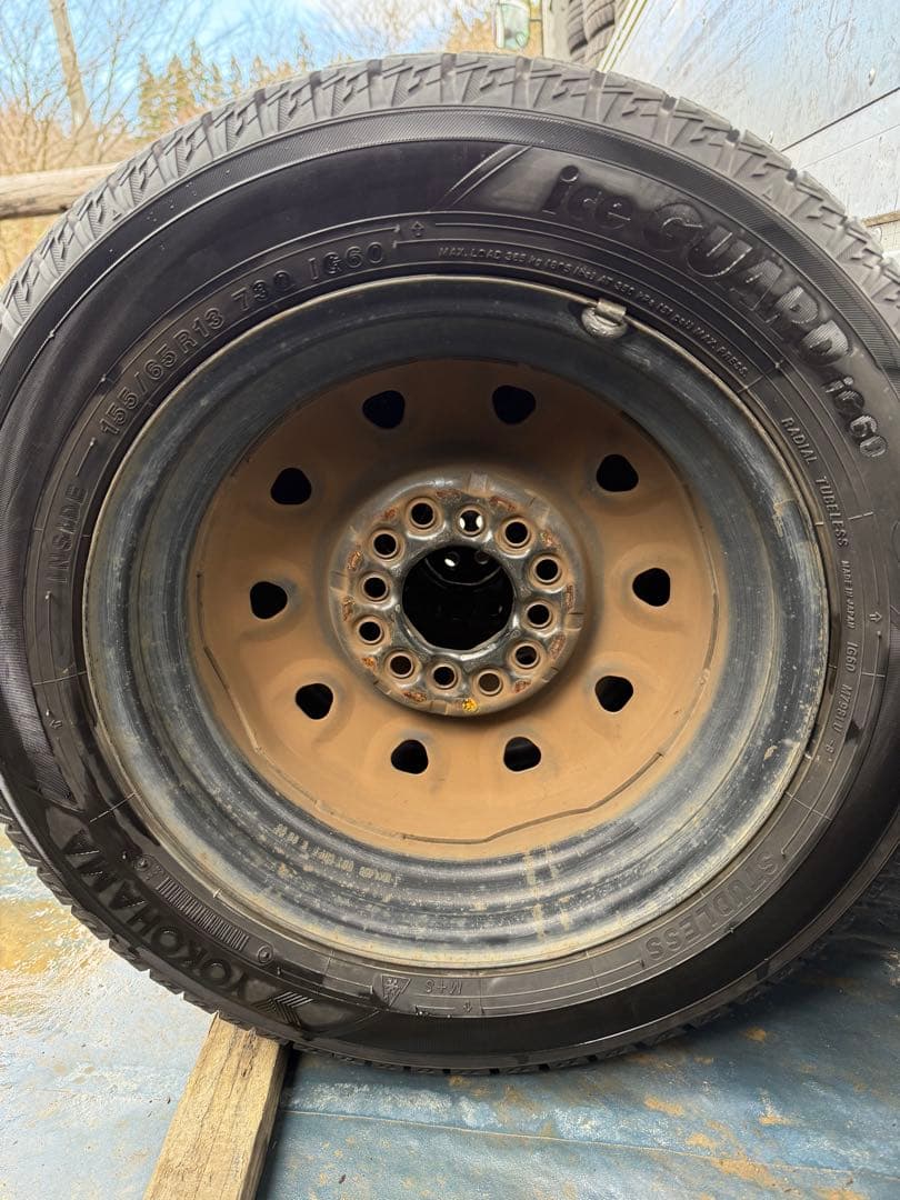 ヒロヨコハマスタッドレス155／65R13 73Qスチールホイール付き深溝