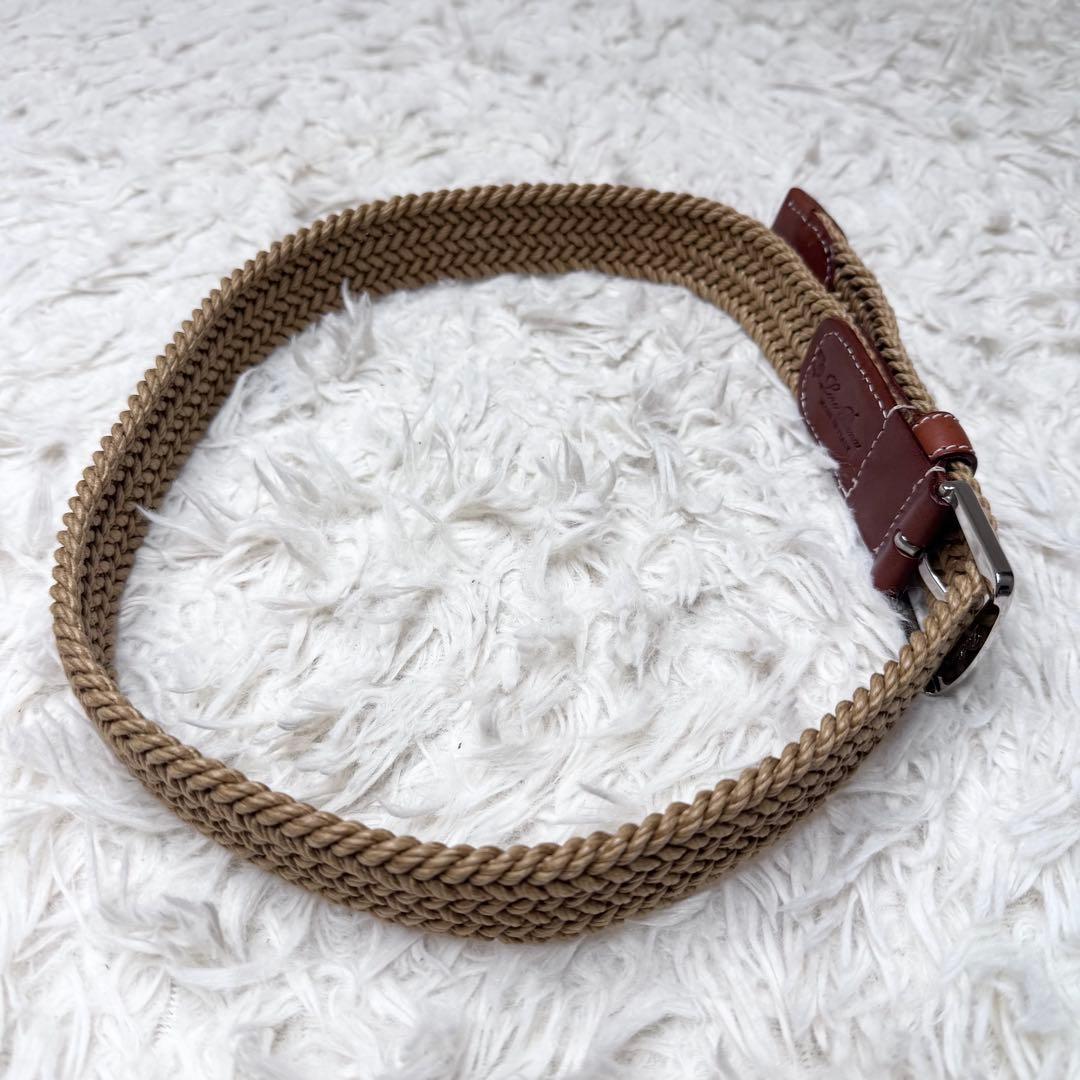 【極上級】ロロピアーナ イタリア製 メッシュ レザー ベルト ブラウン