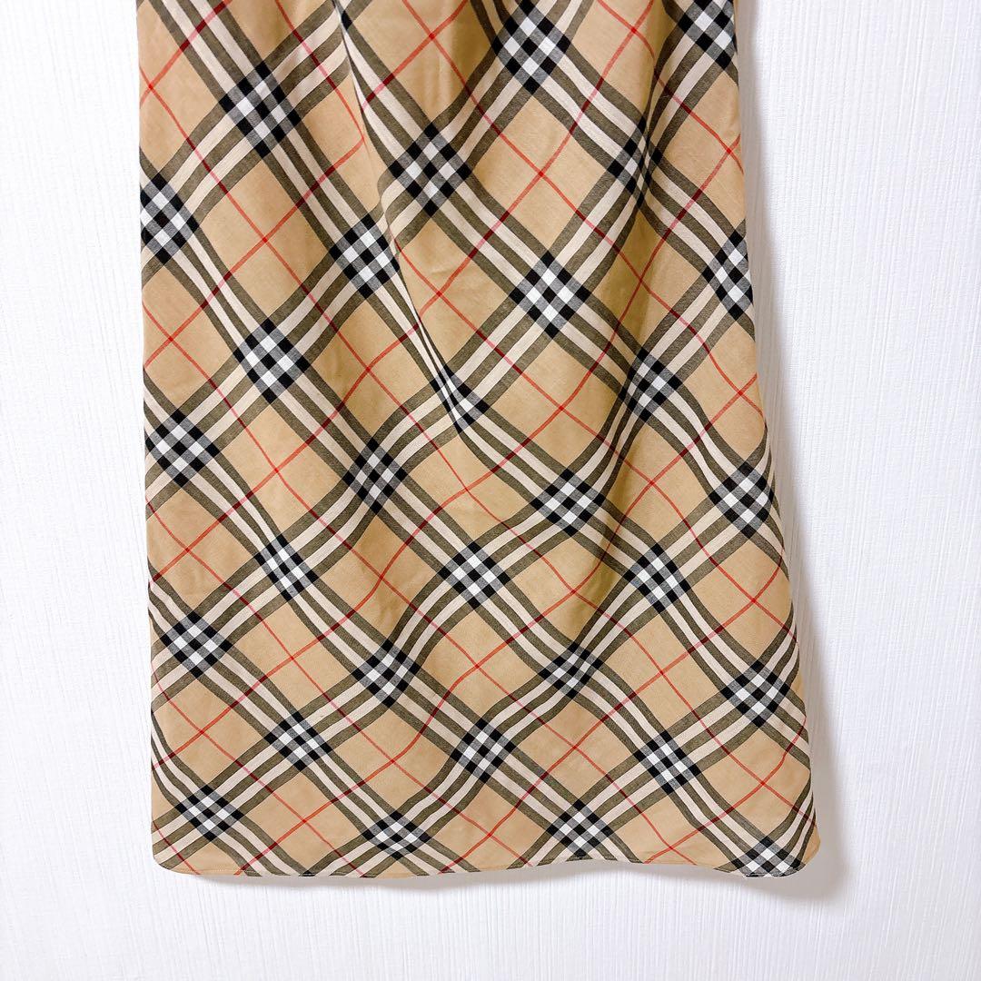 【美品】バーバリーブルーレーベル　ノバチェック　ワンピース　リボン　半袖　ウール