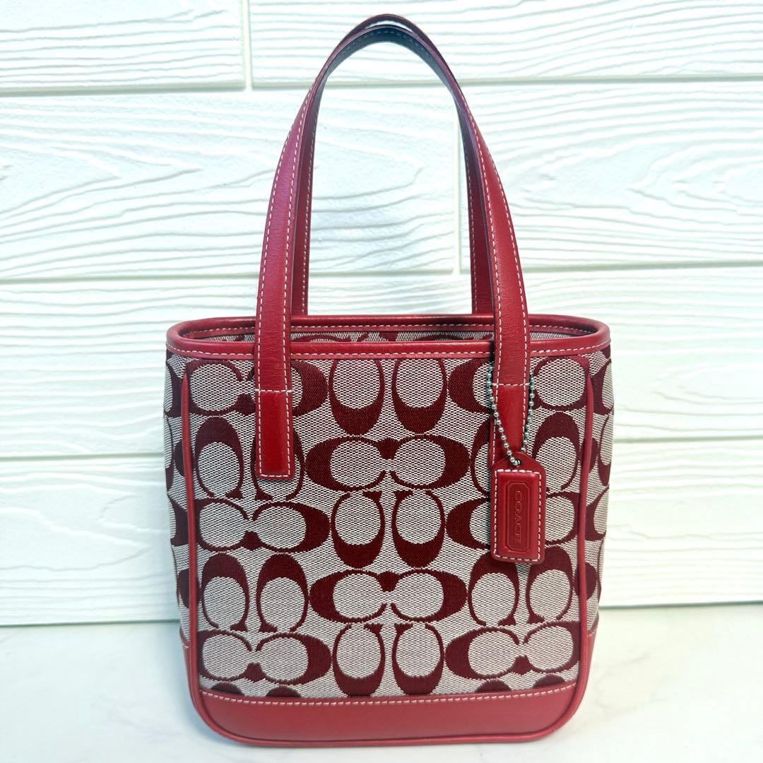 COACH signature mini tote handbag red 美品