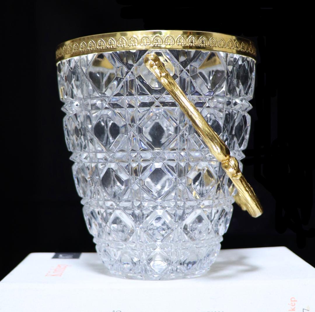 オールド・バカラ 珍品 上級作品 ブロンズ装飾 ゴールド アイスペール 氷入れ