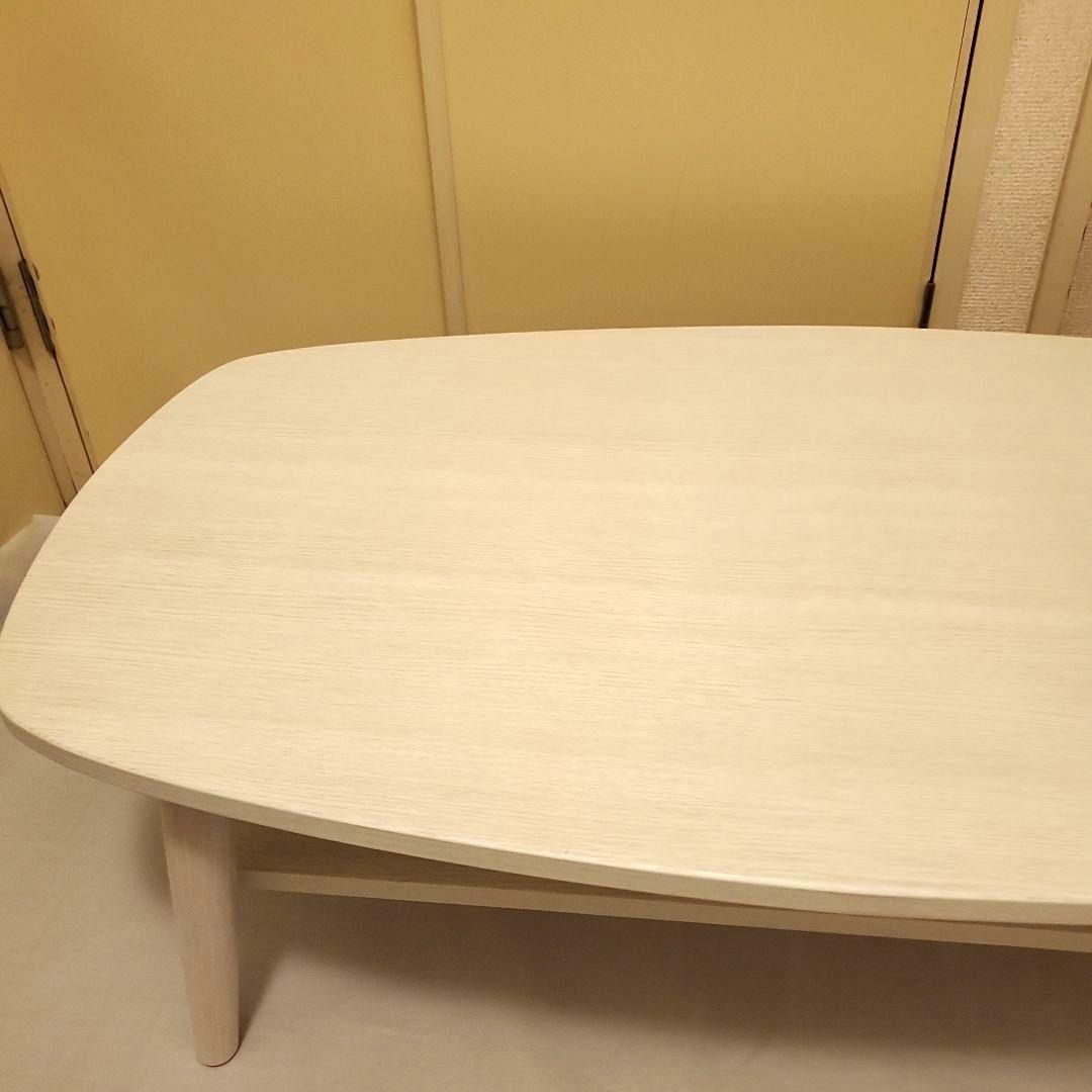 【美品】棚付き 折れ脚 ローテーブル センターテーブル 北欧風 ホワイト