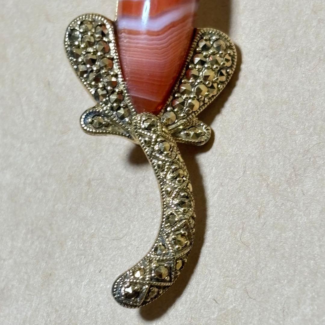 な*め様 碌山 ろくざん 猫のブローチ 瑪瑙 メノウ ネコ アンティーク調　SV